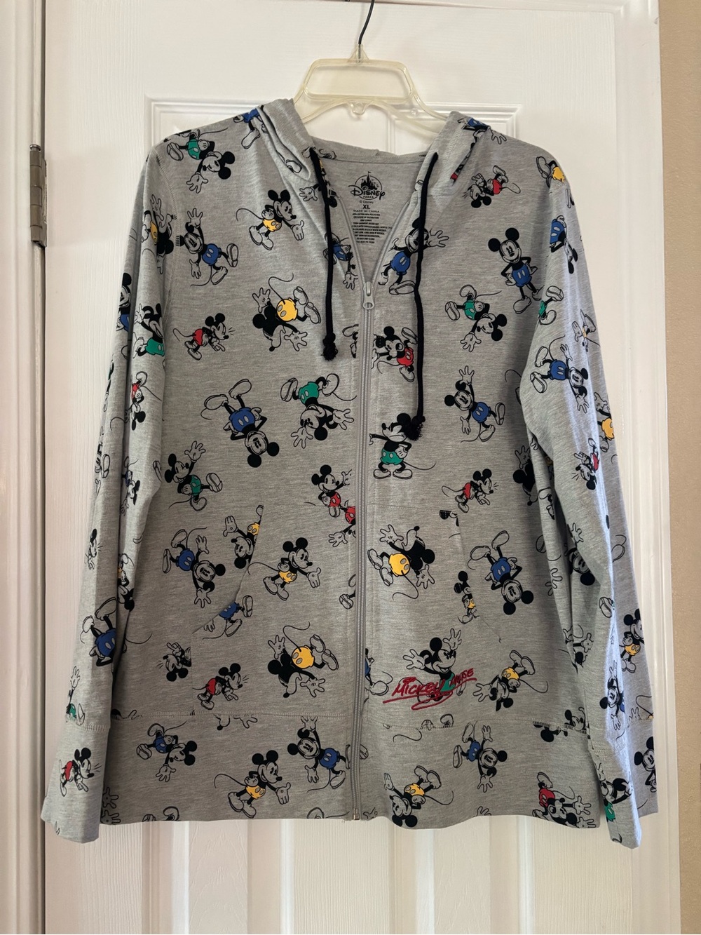 Disney Gray Mickey Mouse All-Over Print Zip Hoodie